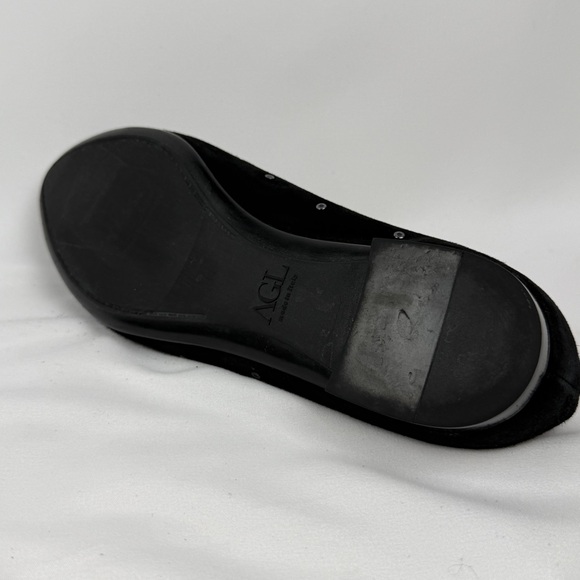 Black Studded Suede Ballet Flats Made in Italy Sz 39 (US 8.5-9) AGL 🖤✨ - Picture 9 of 10